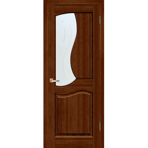 Дверь деревянная межкомнатная из массива ольхи Верона, цвет Бренди, со стеклом